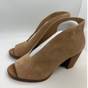 Lucky Brand LK-Joal Shoes Women’s 8 1/2M Tan Leather Peep Toe Block Heel
